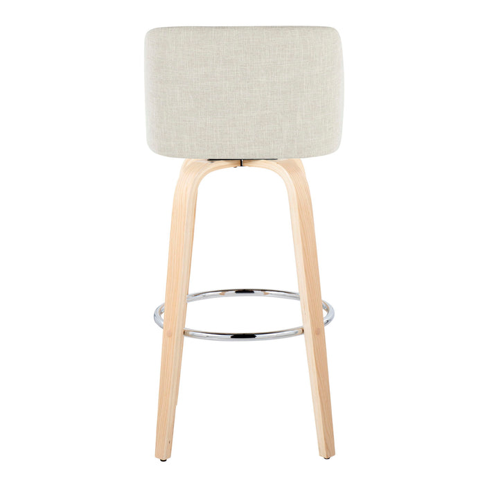 Toriano - Contemporary, Fixed Height Barstool Swivel & Round Footrest (Set of 2)