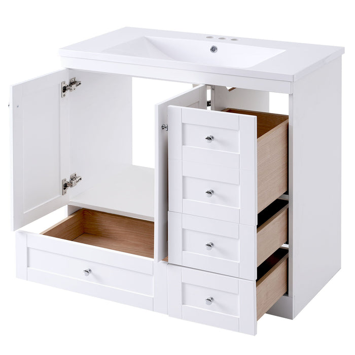 Shaker Free Standing Bathroom Vanity Cabinet With Sink, Soft Close Drawers, Soft Close Doors