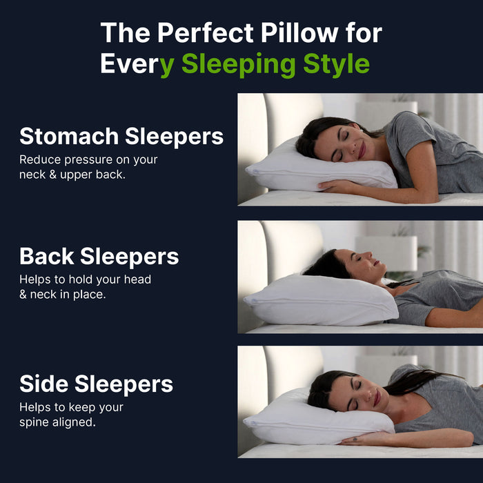 Ghostpillow - Faux Down Luxury Pillow With Microfiber Gel Clusters, Cotton Cover - White