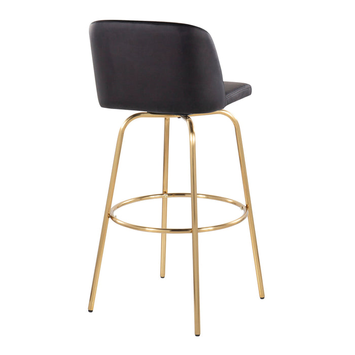 Toriano - Contemporary Fixed Height Barstool With Swivel And Round Footrest (Set of 2)