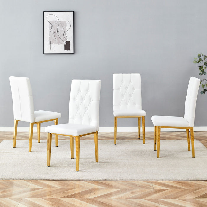 Vintage Style Armless Dining Chairs Set With Grid And Buckle Design