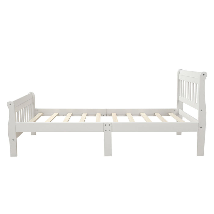 Platform Bed, Mattress Foundation Sleigh Bed With Headboard, Footboard, Slat Support