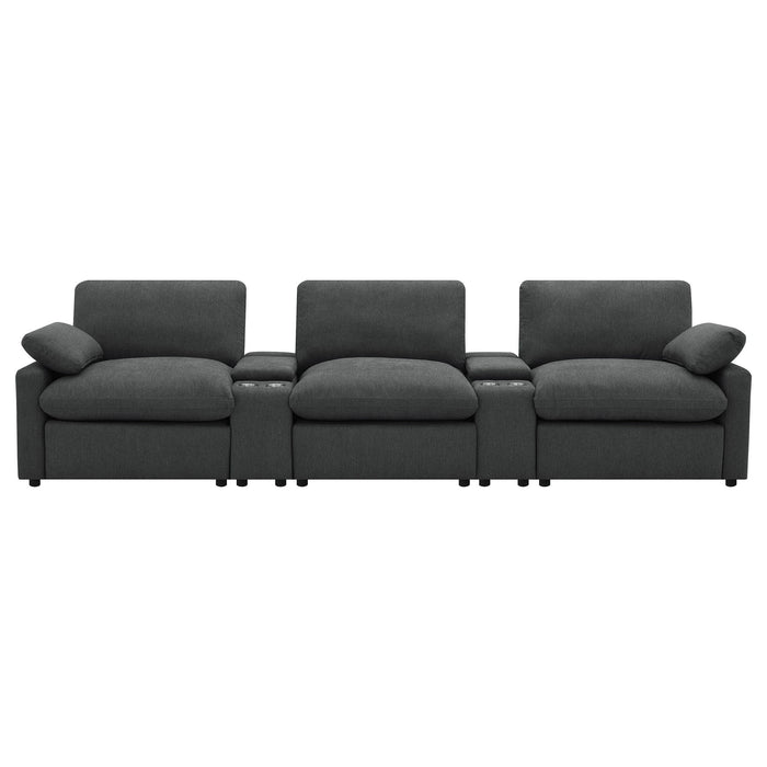 Collins 5-Piece Power Reclining Home Theater Seating Dark Grey