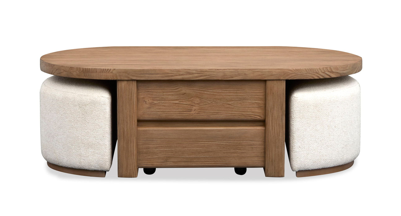 Hayden - Lift Top Storage Cocktail Table With Casters And Two Upholstered Stools - Golden Oat
