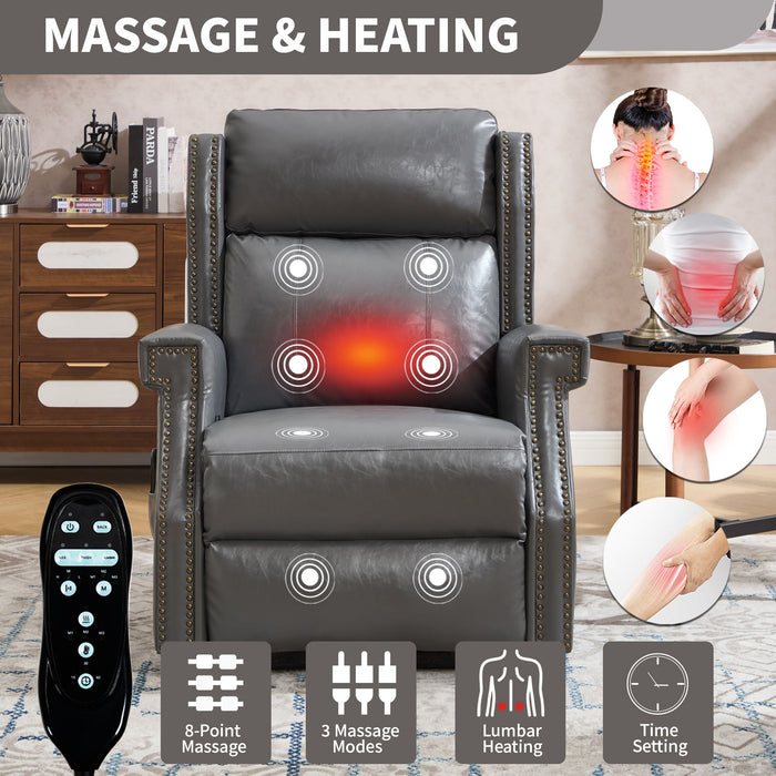Manual Recliner Chair  With Heavy Duty Motion Mechanism, 8 Vibrating Nodes And 3 Massage Modes For Living Room