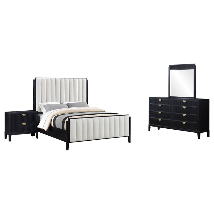 Brookmead 4-piece Upholstered Cal King Bedroom Set Black