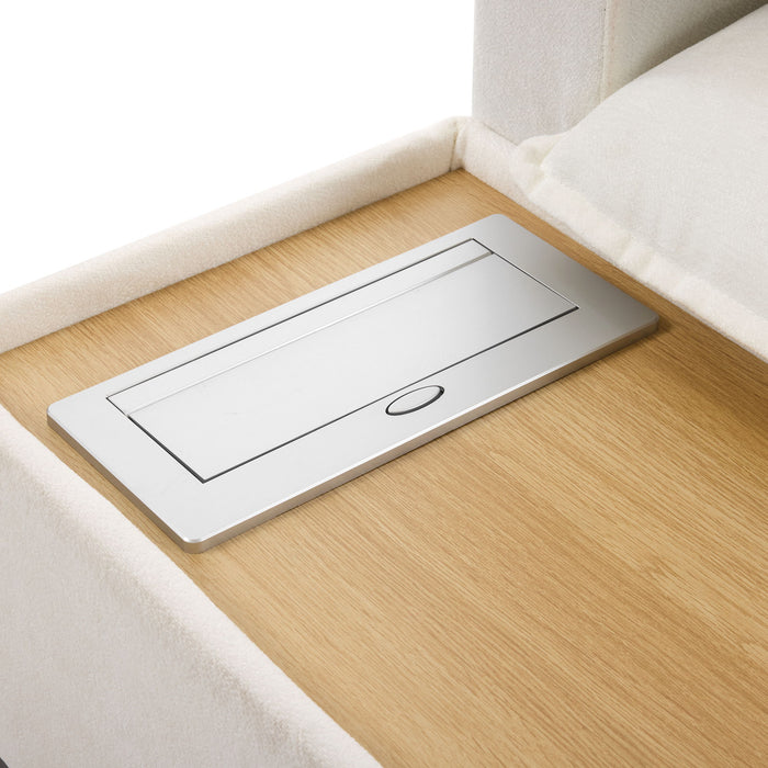 U-Shaped Sectional Modular Sofa With A Movable Ottoman, A Coffee Table With Hidden Charging Devices For Living Room