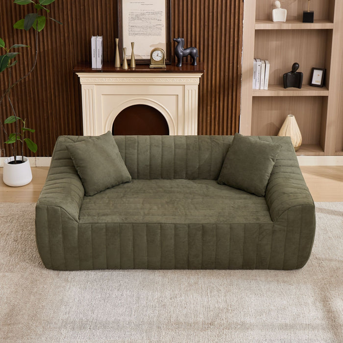 Oversized 2 Seater Loveseat With 2 Decor Throw Pillows, Deep Seat Sofa For Living Rooms