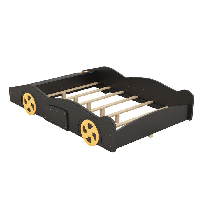 Race Car Shaped Platform Bed With Wheels And Storage
