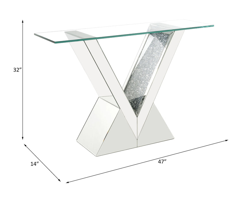 Noralie - Console Table - Clear Glass, Mirrored & Faux Diamonds