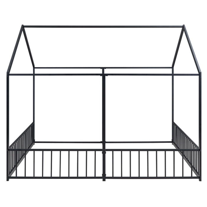 House Platform Beds, 2 Shared Beds, Metal Frame With Guardrails