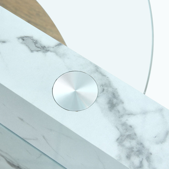 Contemporary Artistic Double Layer Coffee Table,Tempered Glass Top