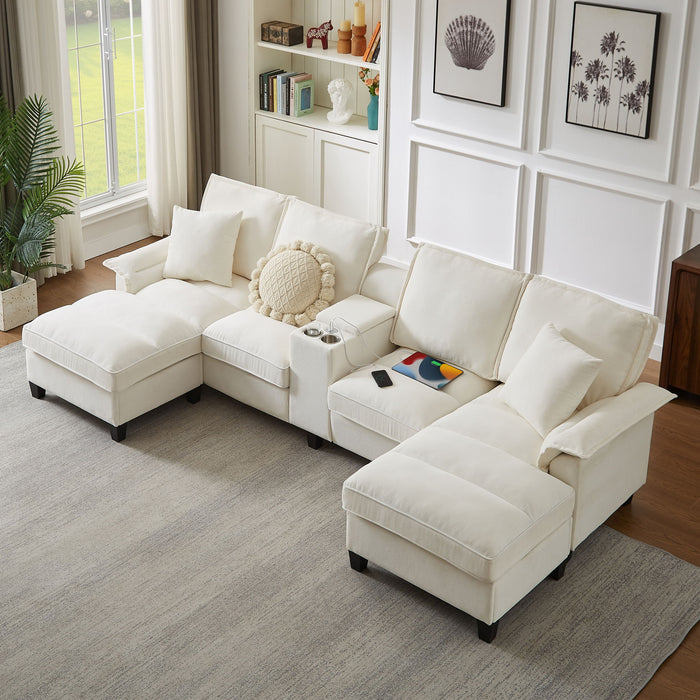 Modern U-Shaped Sectional Sofa Bed With Storage