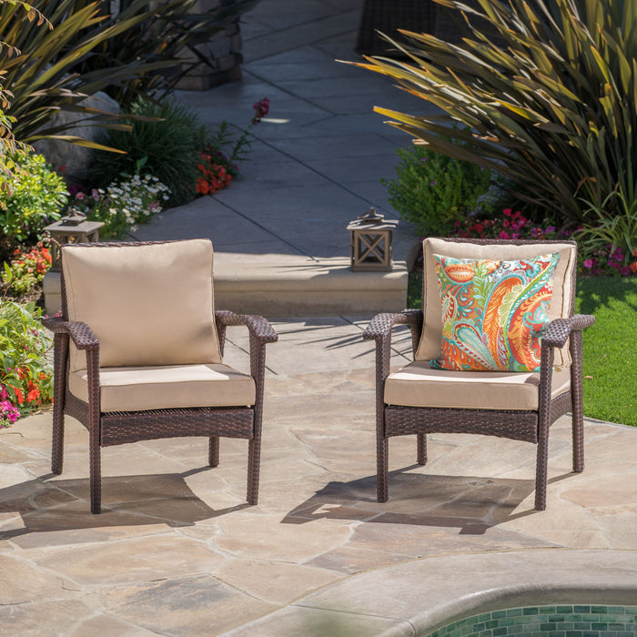 Honolulu - Club Chair (Set of 2) With Weather Resistant Wicker And Cushions - Brown / Tan