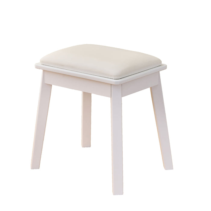 Modern Makeup Vanity Desk With LED Lights & Mirror 4 Drawer Dressing Table Set Space Saving For Bedroom - White