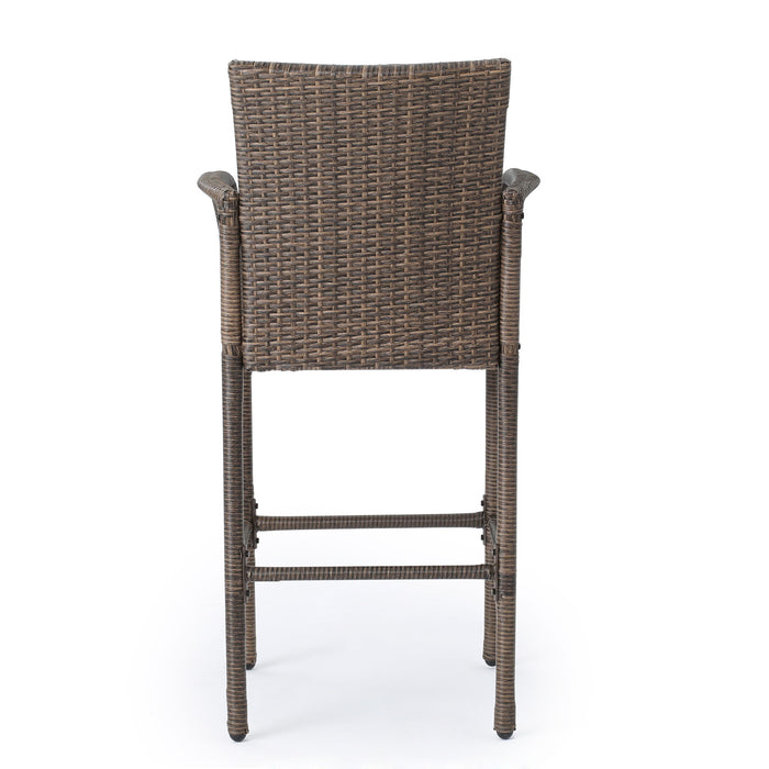 Outdoor Wicker Barstools With Rattan And Iron Frame