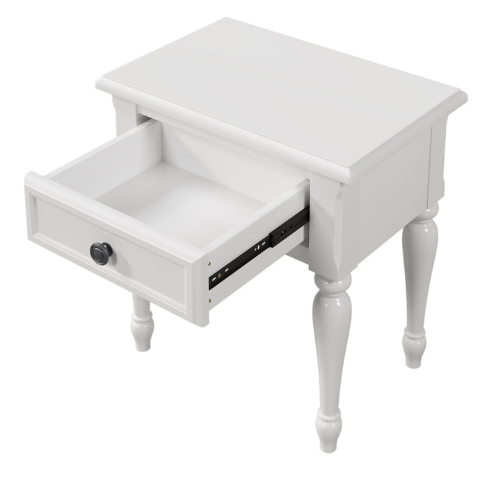Solid Wood One-Drawer Nightstand For Nursery, Kid'S Room, Bedroom, White
