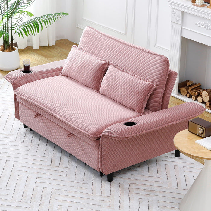 Modern Fabric Multi-Functional Sofa Bed With Adjustable Armrests And Backrests