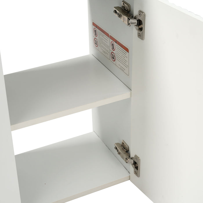 Floating Bathroom Vanity With Resin Basin, Left Side Storage - White