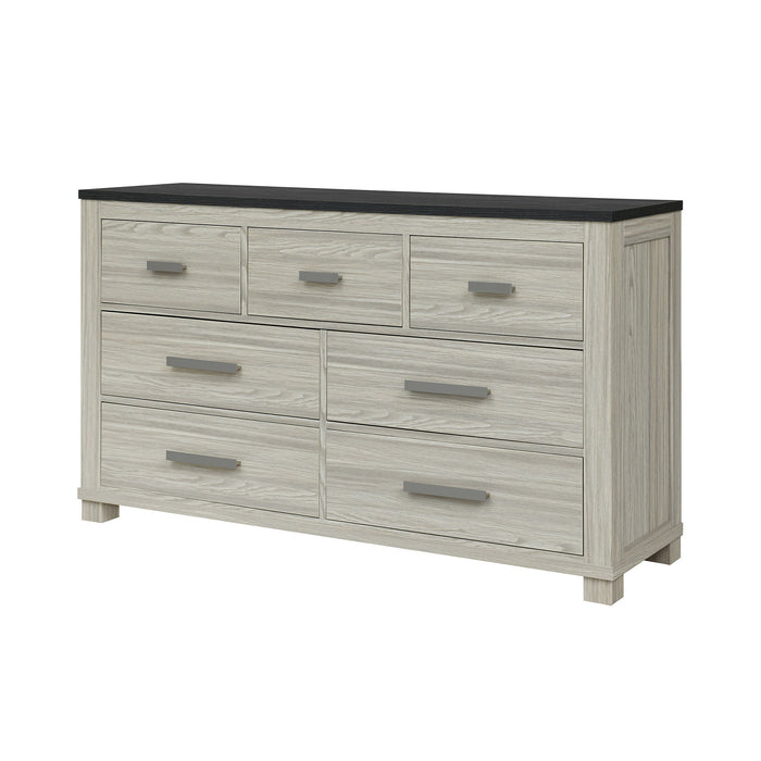 Augusta - Dresser, 7 Spacious Drawers, Block Feet - Beige Brown