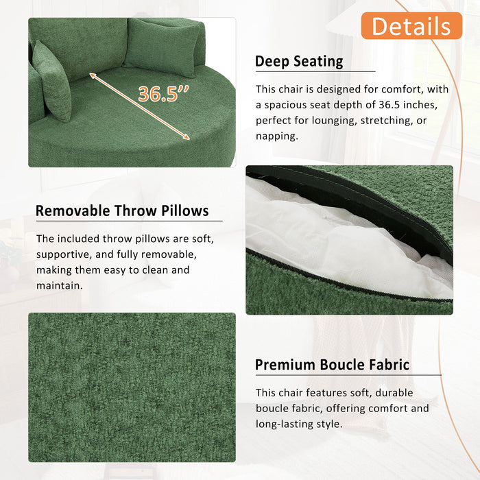 360° Swivel Accent Barrel Chair With 3 Removable Pillows For Living Room