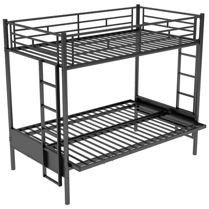 Twin Over Full Bunk Bed, Multifunction - Black