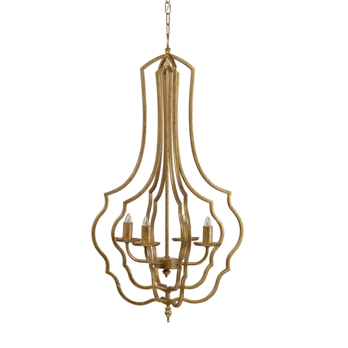 4 Light Chandelier, Hanging Light Fixture With Adjustable Chain For Kitchen, Bulb Not Included - Gold