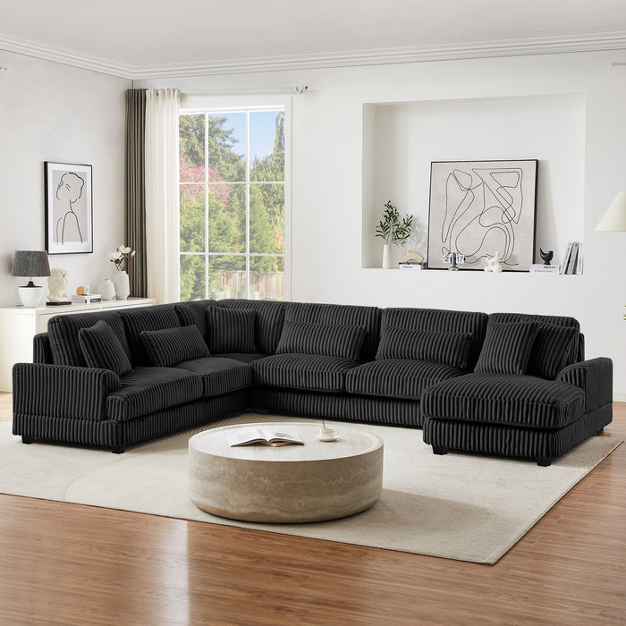 Oversized Sectional Sofa U - Shaped Sofa Couch Modern Sofa Upholstered In Soft Corduroy With A Chaise Lounge For Living Room