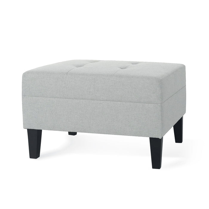 Classic Ottoman With Birch Wood Legs And Fabric Upholstery