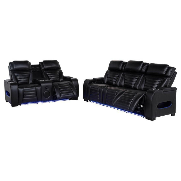 Zuma - Faux Leather Dual Power LED Sofa Set