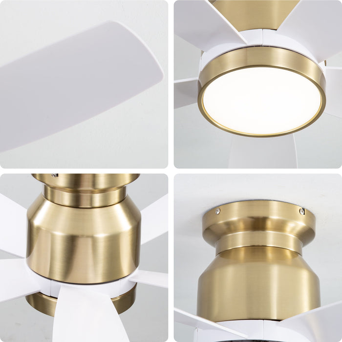 Flush Mount Ceiling Fan With LED Light 22W And Remote Control Blades / Body, DC Motor