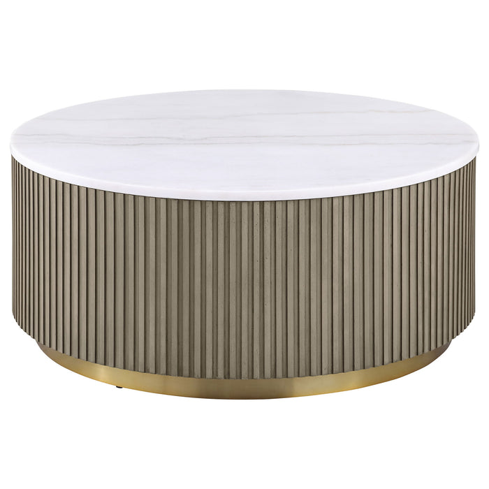 Jason 3-piece Round White Marble Coffee Table Set Greige