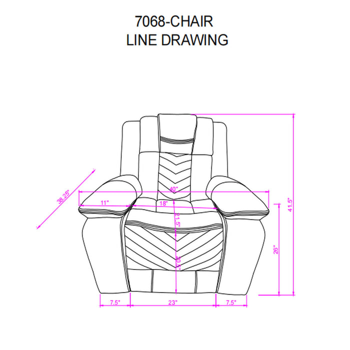 Raize - Power Recliner With LED Functionality - Gray