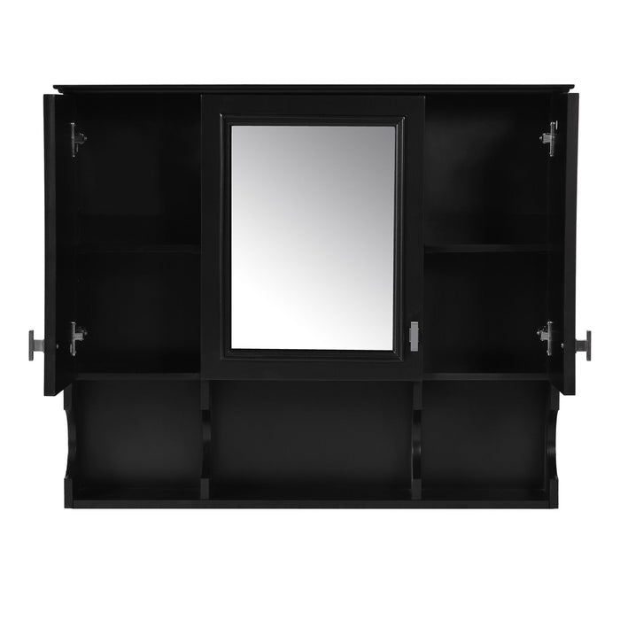 Wall Mounted Bathroom Medicine Wall Cabinet With Mirror & Open Shelves