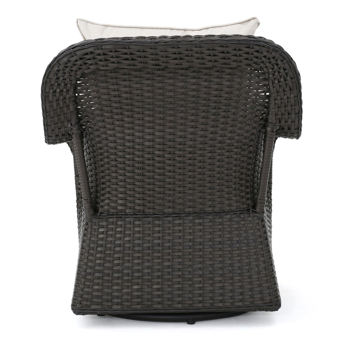 Amaya - Outdoor Swivel Rocker Chair With Water Resistant Cushions - Brown / Beige