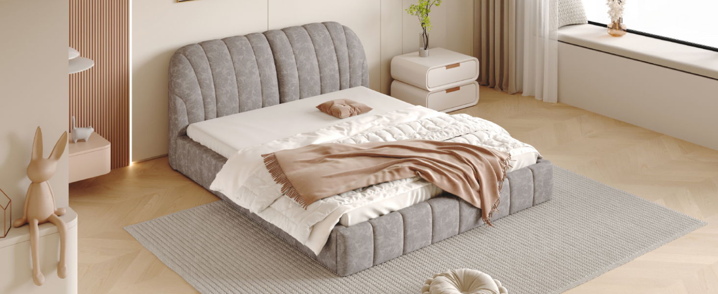 Elegant Design Upholstered Platform Bed