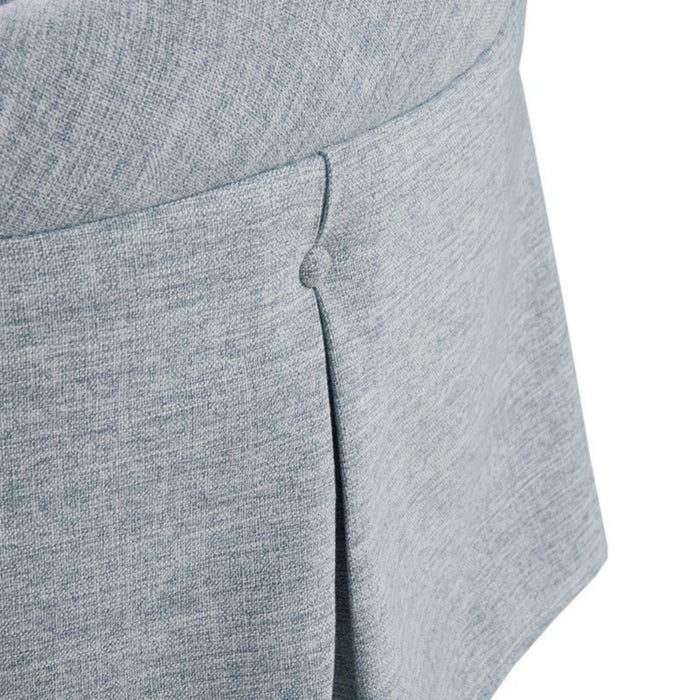 Skirted Tufted Round Ottoman With Button Top - Gray