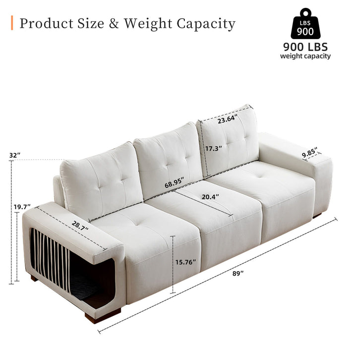3 Seater Sofa Couch For Living Room, Modern Couches For Small Space, Cat Nest Sofa, For Cat Friendly, Comfy Couch With Waterproof And Cat Scratch Resistant Fabric