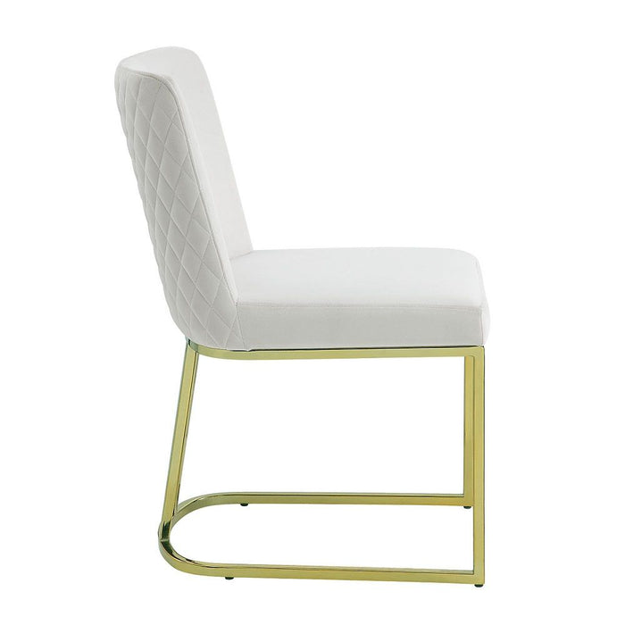 Zazie - Side Chair Set of 2) - White Velvet & Gold