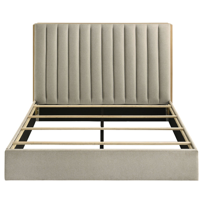 Arielle Queen Bookcase Panel Storage Bed Light Oak