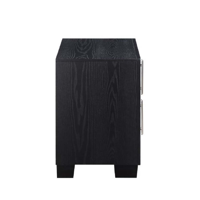 Nicola - Nightstand - Silver Synthetic Leather & Black