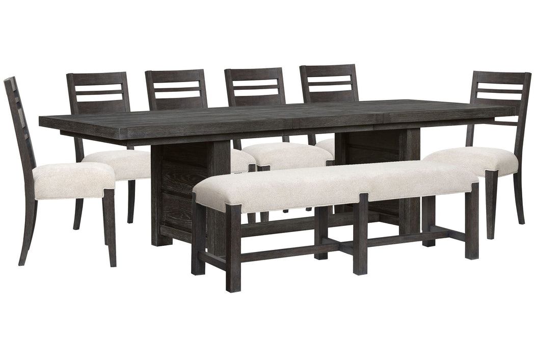 Plum Creek - 8 Piece Extendable Trestle Dining Table Set