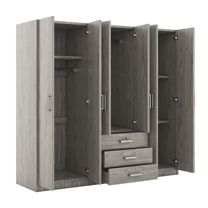 6 Doors Wardrobe Storage For Bedroom, With Big Drawers
