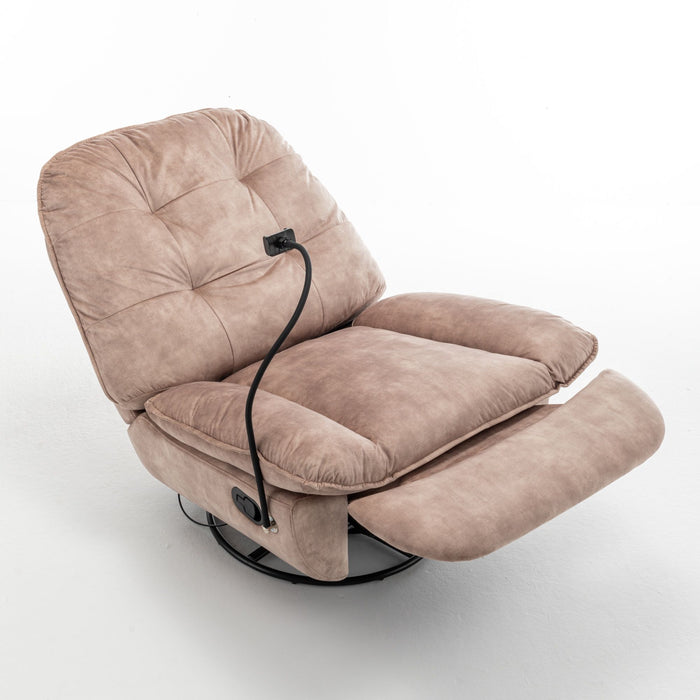 Modern Swivel Gliding Recliner Chair With Rocking Function And Phone Holder, Large Comfortable
