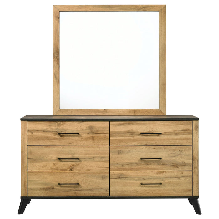 Georgina - 6 Drawer Dresser With Mirror - Natural Wood