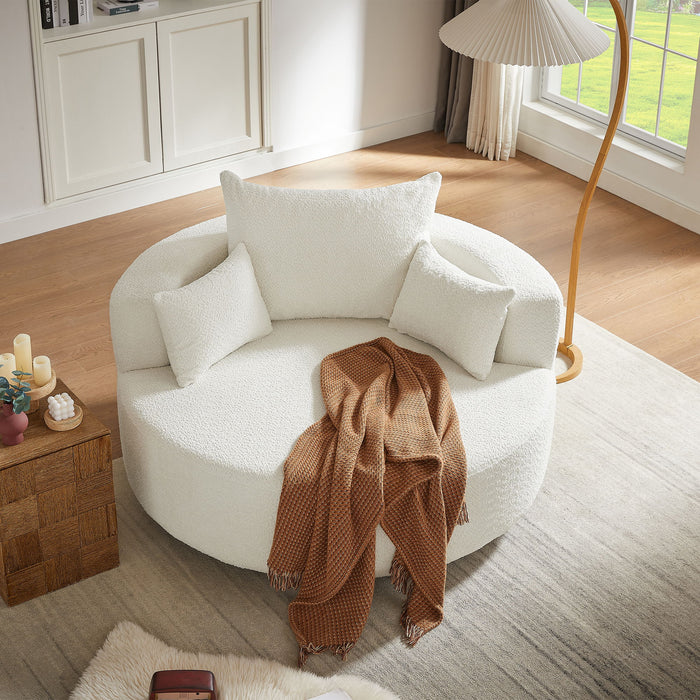 360° Swivel Chair Accent Barrel Chair With Removable Pillows