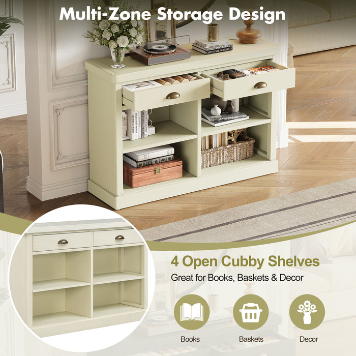 Console Table With 2 Drawers And Open Shelves