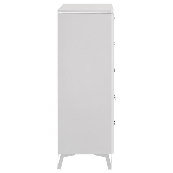 Cassia - 5-Drawer Bedroom Chest Of Drawers - White High Gloss