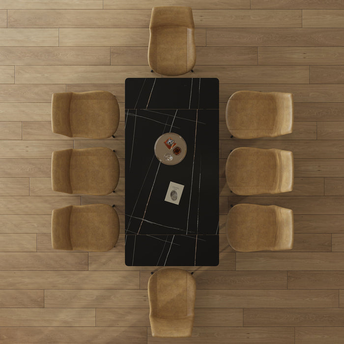 Retractable Sintered Stone Dining Table Set With Chairs