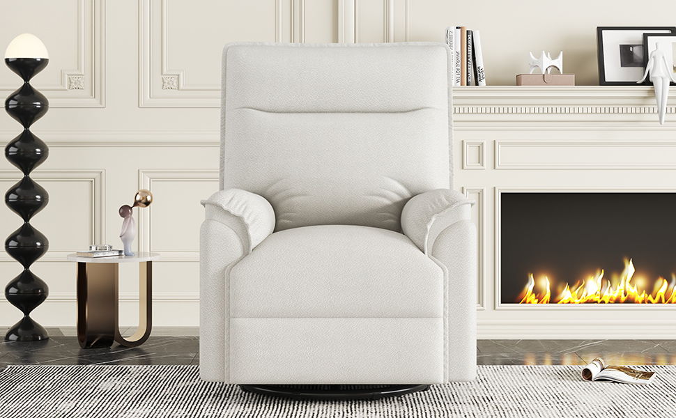 360 Degree Swivel Recliner Manual Recliner Chair Theater Recliner Sofa For Living Room, Beige